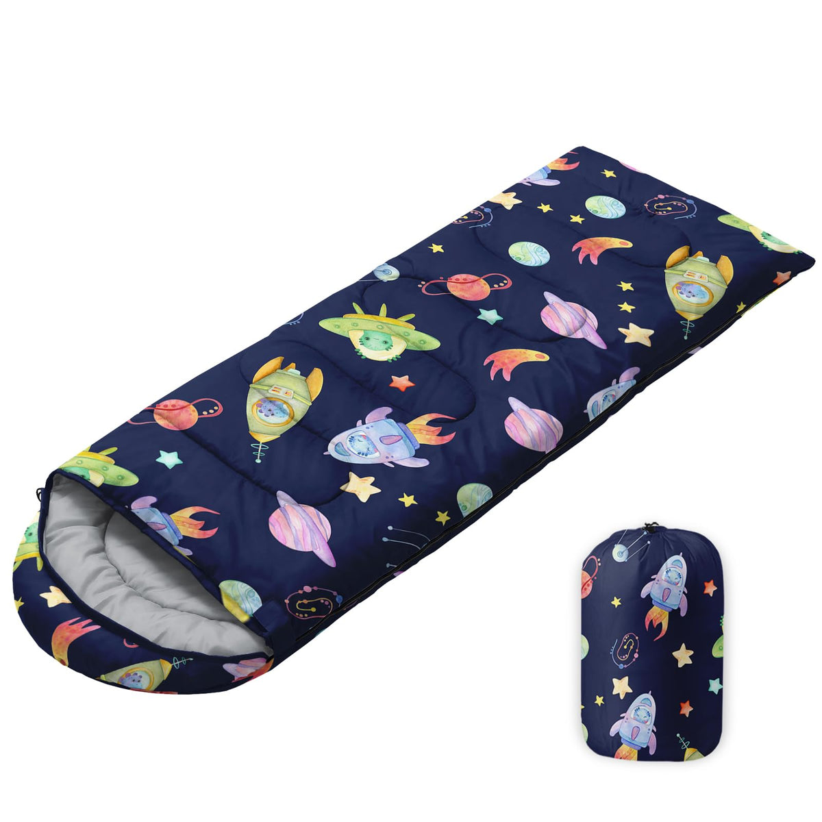 Sleeping Bags for Adults Youth Kids3D Printing Camping Sleeping Bag for Girls Boys Lightweight Waterproof Cold/Warm Weather Sleeping Bag for 3 Seasons