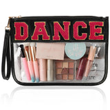 BuyCard Dance Recital Gifts Clear Makeup Letter Bag Chenille Letter Patch Cosmetic Bag Dance Competition Gift Toiletry Pouches with Zipper Waterproof Travel Purse for Girl Women Appreciation