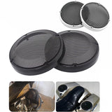 TDZ 6.5" inch round steel mesh grills for 1983-2023 Harley Touring Saddlebag Lids Lower Leg Vented Fairing ，Suitable for other automotive 6.5" round speakers (Black chrome plated two colors available）
