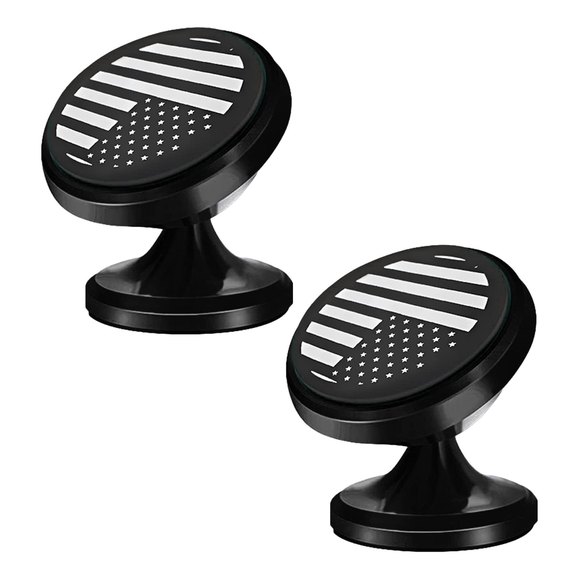 Yonput Pack-2 Car Phone Holder 360° Rotation Adjustable American Flag Cell Phone Mount Aluminum Alloy Portable Super Suction Mobile Phone Holder for Dashboard All Smartphones (Black)