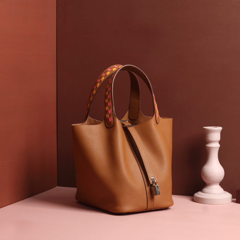 Genuine Leather Women's Woven Large Capacity Tote Bag