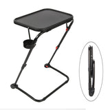 FRESMINT TV Tray Table Desk with Cup Holder Adjustable Folding for Home Office Foldable Portable Stable Lightweight Storage Small Space 4 Heights Adjustment & 3 Tilt Angles No Assembly