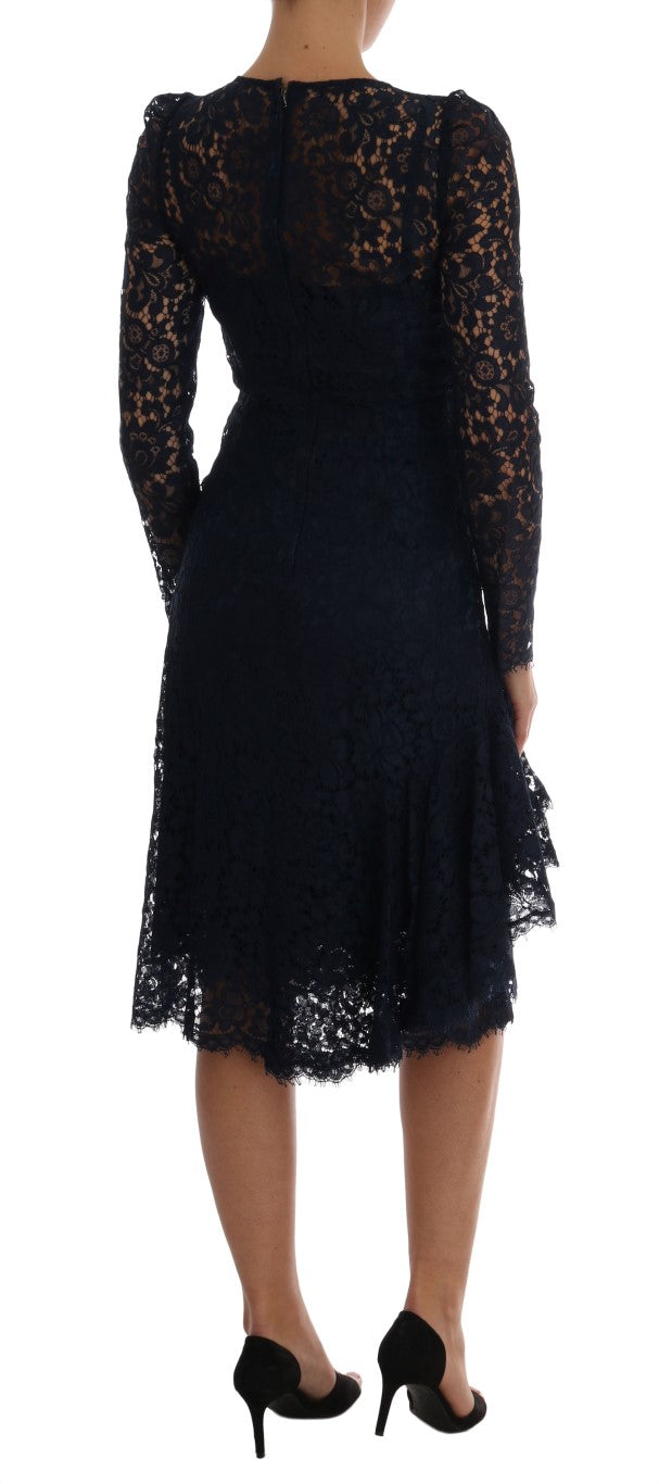 Dolce & Gabbana Elegant Floral Lace A-Line Dress