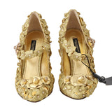 Dolce & Gabbana Gold Floral Crystal Embellished Pumps