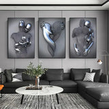3pcs Frameless Metal Figure Canvas Art Prints for Home