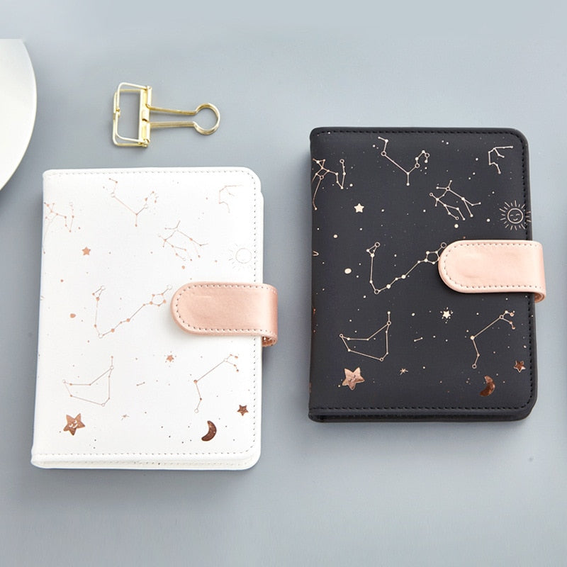 Starry Leather Notebook with Snap Closure (Stationery)