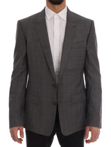 Dolce & Gabbana Sleek Gray Checkered Wool Blazer