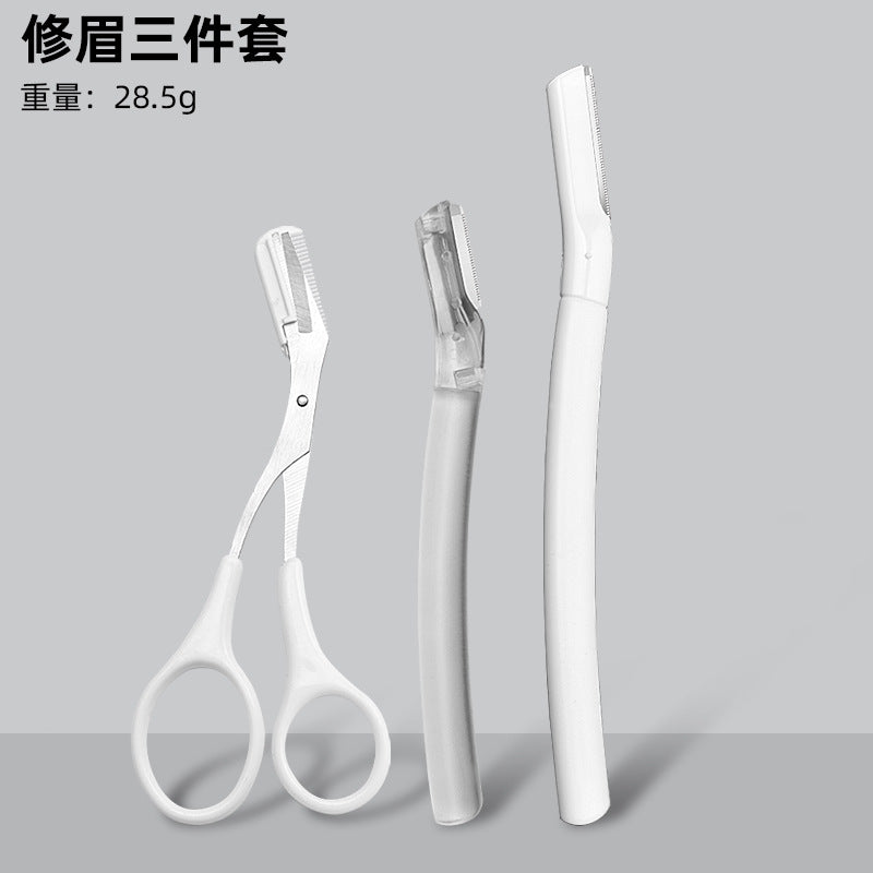 Stainless Steel Eyebrow Tweezers and Dual-Head Brush Set