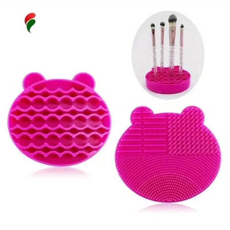 Bear Shaped Silicone Makeup Brush Cleaning Mat & Holder