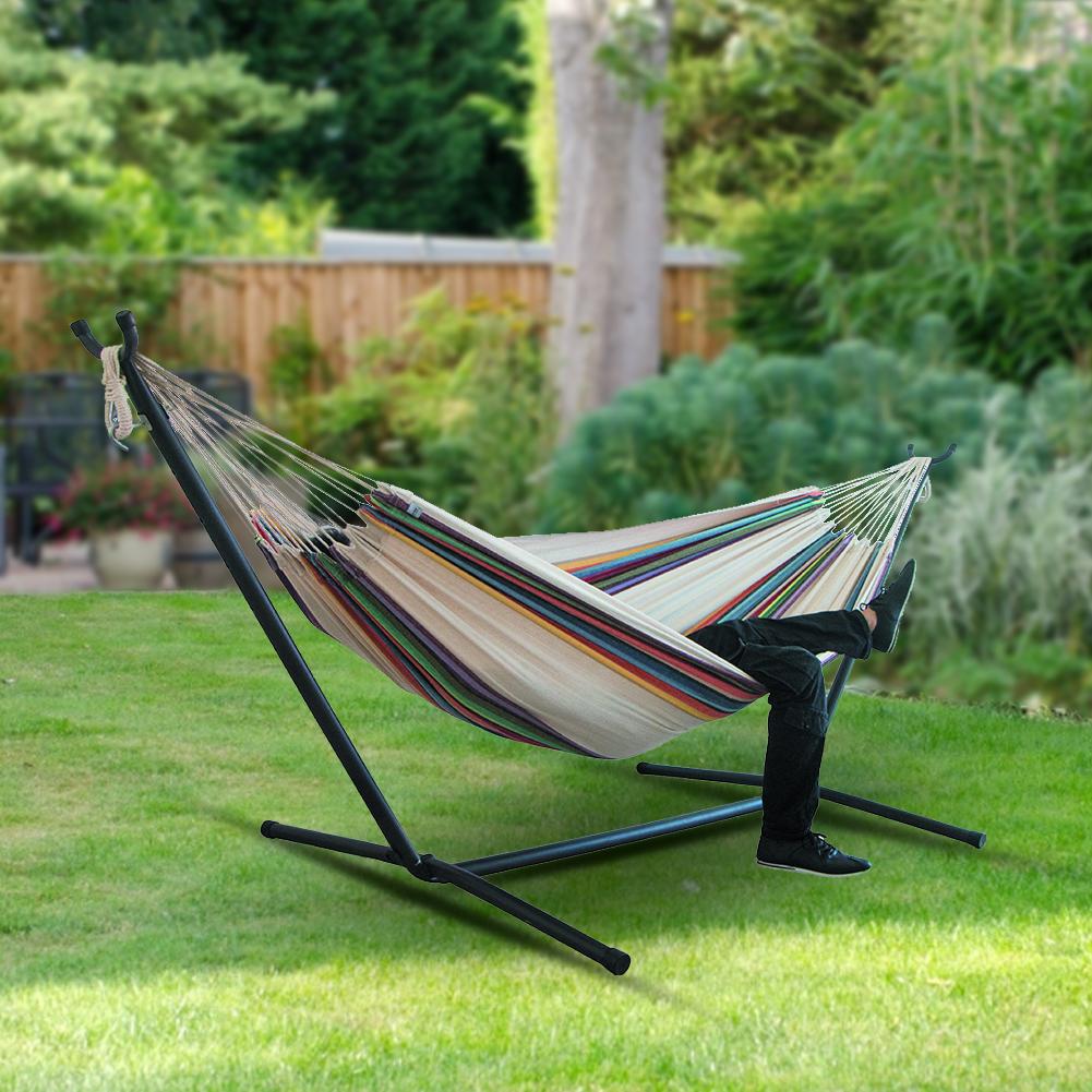Thickened Wide Canvas Indoor Camping Hammock for 1-2 People