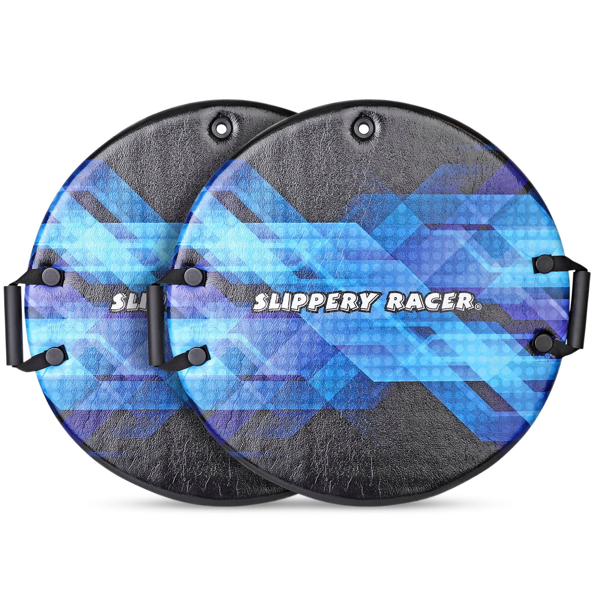Slippery Racer Downhill Zeus Adults and Kids Foam Saucer Disc 1 Rider Snow Sled Toboggan with Handles Midnight Hologram (2 Pack)