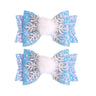 HIFANMM Snowflake Hair Bows Christmas Hair Clips for Women Girls Blue Glitter Bow Hair Accessories Snow Hairball Hairpins Cute Bow Alligator Hair Barrettes Winter Xmas Party Decor Supplies 2Pcs