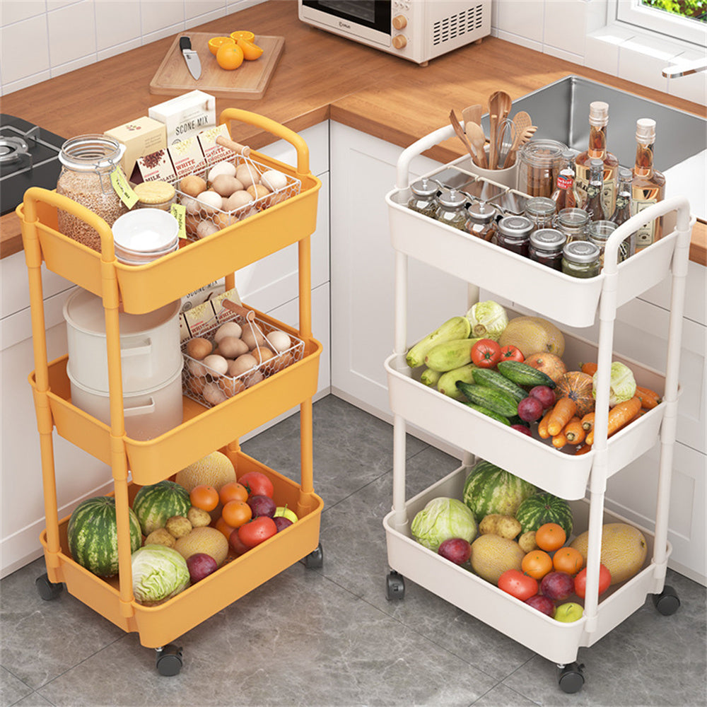 3-Layer Rolling Utility Cart for Kitchen & Bathroom Storage