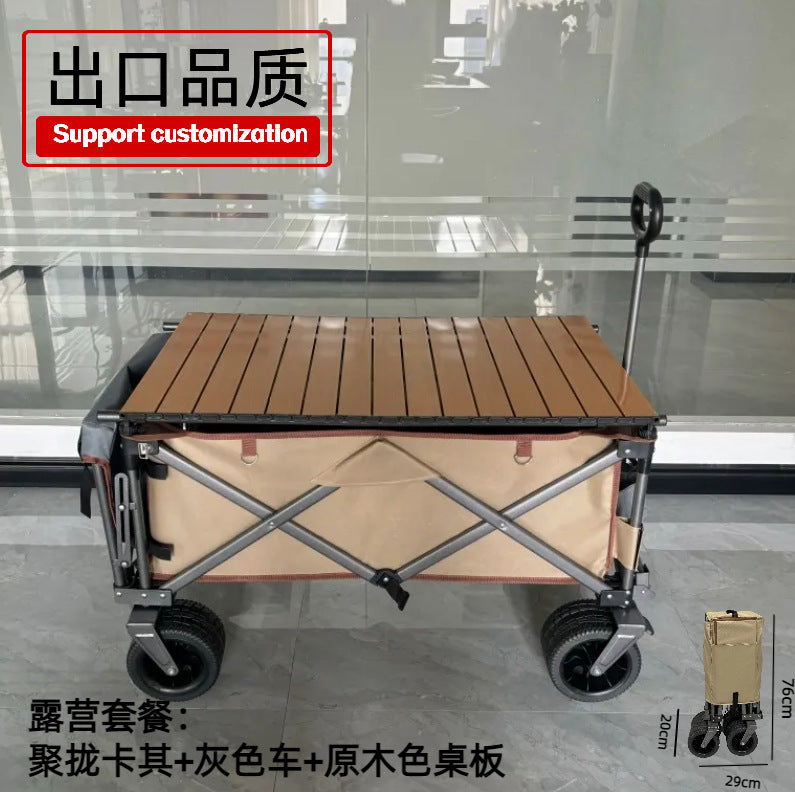 Outdoor Folding Camping Cart with Lift and Rear Opening