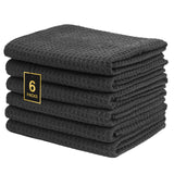 SOOWASH Waffle Camping Towel Microfiber Gym Towels for Showering Negative ions 6 Pack Quick Dry 16 inch x 27 inch Soft Odorless Gym Towels for Men & Women Swmming Towels for Body Hot Yoga Black