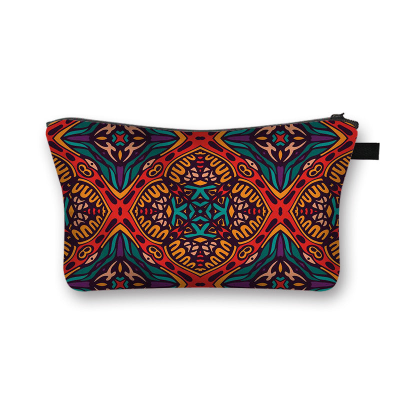 Geometric Print Polyester Cosmetic Bag for Travel