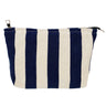 Blue Striped Makeup Bag for Women Canvas Cosmetic Bag Large Zipper Pouch(10.6" * 7.1" * 2.8") Make Up Bag for Purse Perfect for Storing Makeup And Accessories Makeup Bag for Daily Travel Gifting