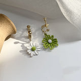 Asymmetrical Daisy Earrings - Korean Minimalist Style