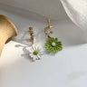 Asymmetrical Daisy Earrings - Korean Minimalist Style