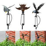 Metal Owl and Eagle Garden Stake Outdoor Decor Art