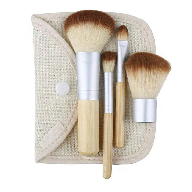 4 Bamboo Handle Makeup Brush Set