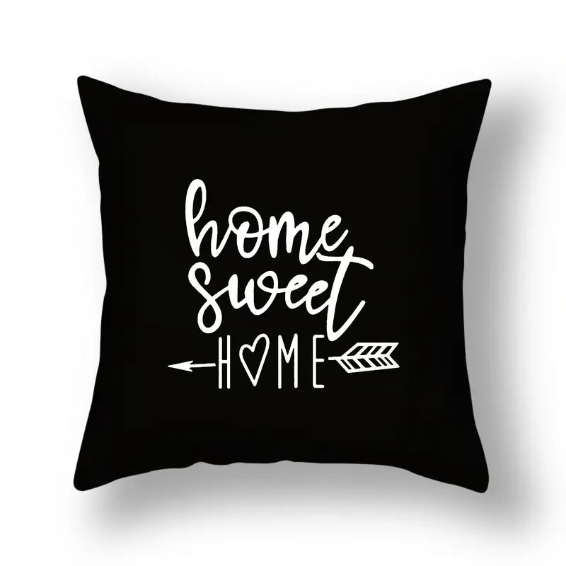 Black Geometric Line Pillowcase for Home Office 18x18"