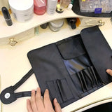 PU Leather Makeup Brush Storage Bag for 12/18 Brushes