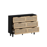 Drawers Rattan Storage Cabinet Rattan Drawer,for Bedroom,Living Room,Black