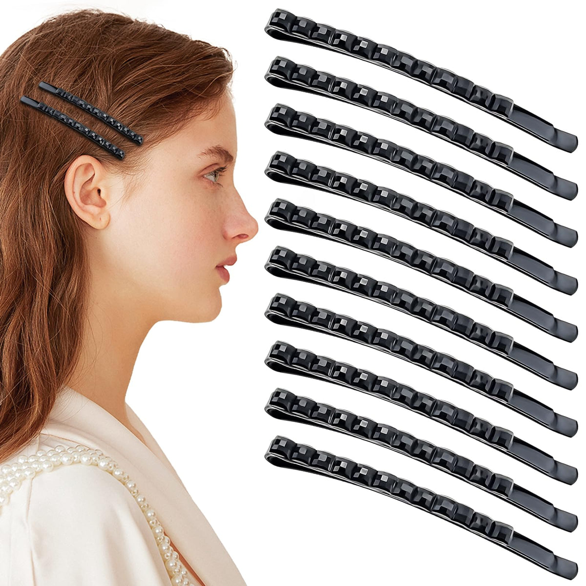 40 Pcs Black Rhinestone Jumbo Bobby Pins 2.44 Inch Metal Hair Clips Sparkly Crystal Diamond Hair Pins Decorative Shiny Hair Barrettes Hair Accessories for Women Thick Long Updo Hair Style