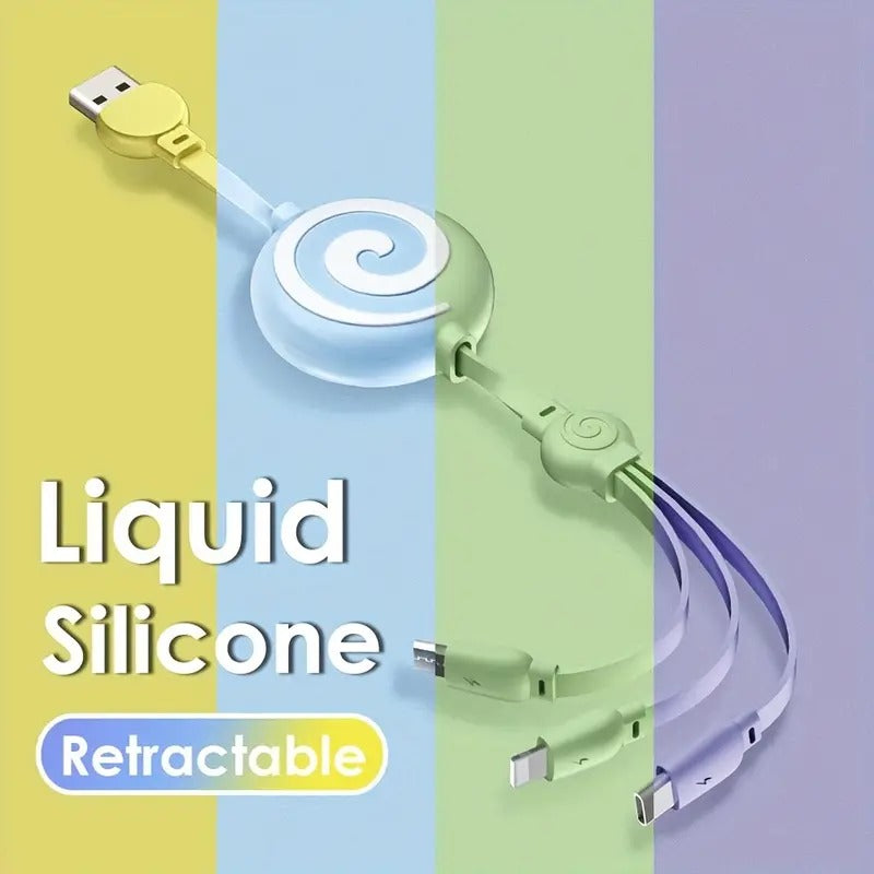 Colorful 3A Fast Charging Retractable USB Cable