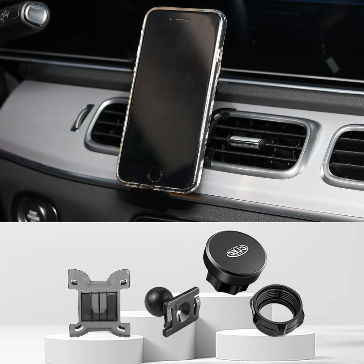 KUCOK Car Phone Holder Mount Fit for Mercedes Benz GLE&GLS-Class 2020-2024 Handy 360° Adjustable Magnetic Phone Car Mount Cell Phone Holder Compatiable with iPhoneSamsung ect Any Inch Smartphones.