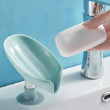 Leaf Shape Soap Box with Drain for Bathroom Storage