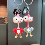 Funny Big Eye Ostrich Couple Keychain Accessories