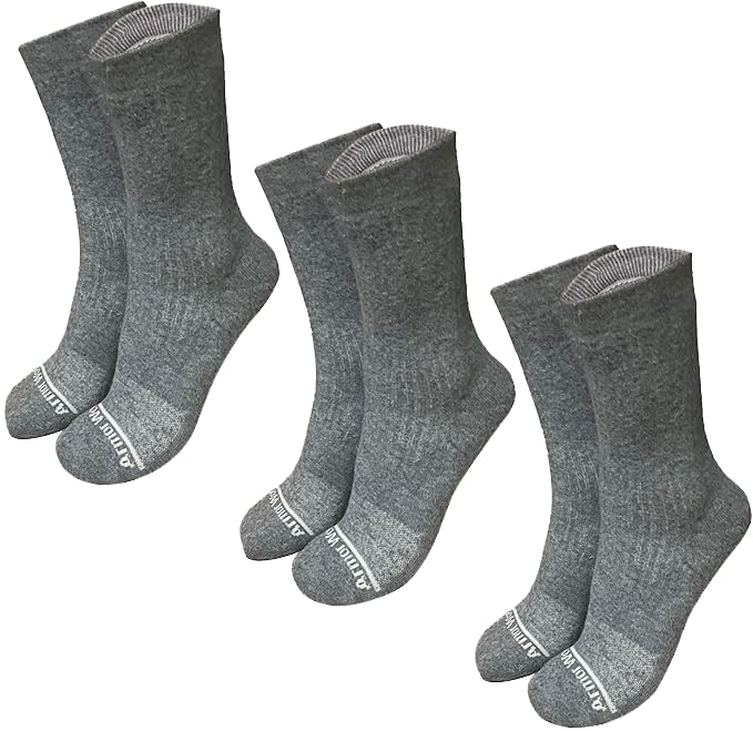 Armor Wool Merino Wool Hiking Socks Crew Length Thermal & Moisture Wicking Hiking Socks for Men & Women 3-Pack Outdoor (US Alpha Medium Regular Regular Gray)
