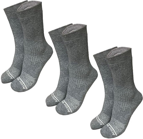 Armor Wool Merino Wool Hiking Socks Crew Length Thermal & Moisture Wicking Hiking Socks for Men & Women 3-Pack Outdoor (US Alpha Medium Regular Regular Gray)