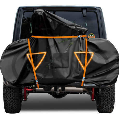 NEVERLANDB Bike Cover for Transport on Rack Bicycle Cover Outdoor Storage Waterproof All Seasons Upgraded 600D Oxford Materials Travel Use for Car Truck RV SUV-Light Night Reflectors for 2 Bikes