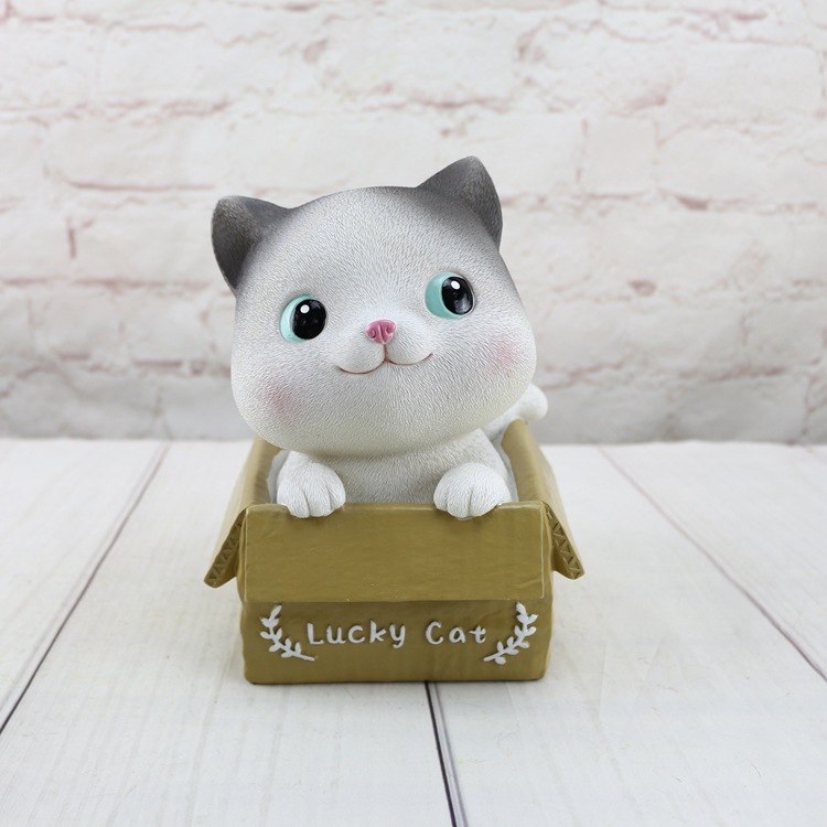 Cute Cat Resin Piggy Bank for Kids' Home Decor