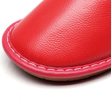 Home Cotton Slippers with Genuine Leather Sole