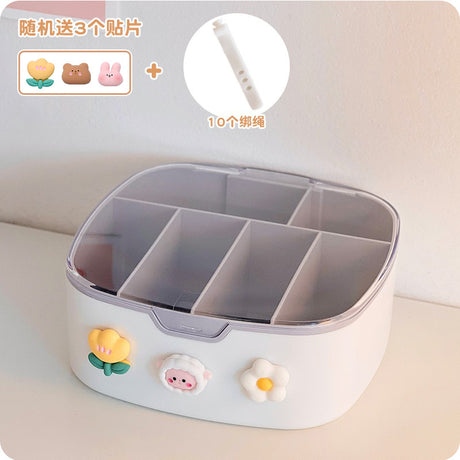Desktop Organizer Box with Lid for Cables and Accessories