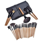 32-Piece Pink Makeup Brush Set with Mini Wooden Case
