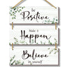 FENCORDAR 3 Pieces Green Office Wall Decor Inspirational Wall Decor Rustic Wooden Office Decor With Green Leaves Motivational Hangging Sign for Home Office Bathroom Bedroom Kitchen(Green 12x4)