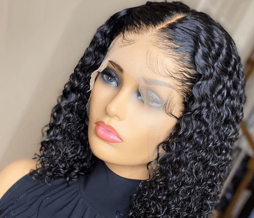 Hand Wound Black Short Curly Hair Headgear