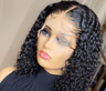Hand Wound Black Short Curly Hair Headgear