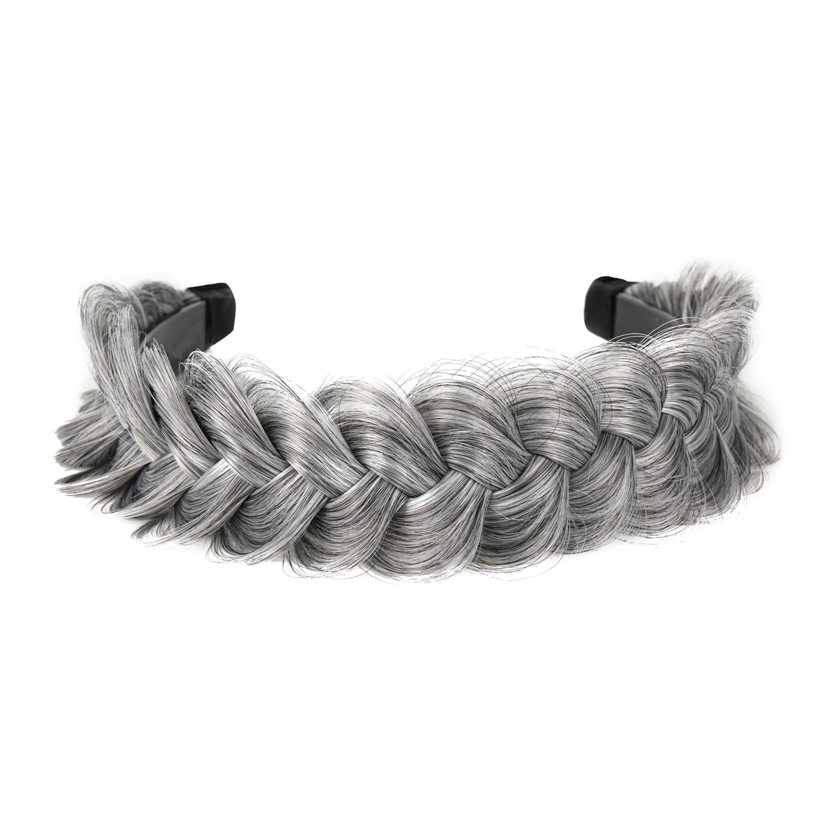 STHEJFB Wide Braided Headband Hoop Fashion Hair Accessories Elastic Non-slip Band for Women and Girl (silver grey)