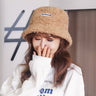 Embroidered Fisherman Hat with Lamb Hair Detail