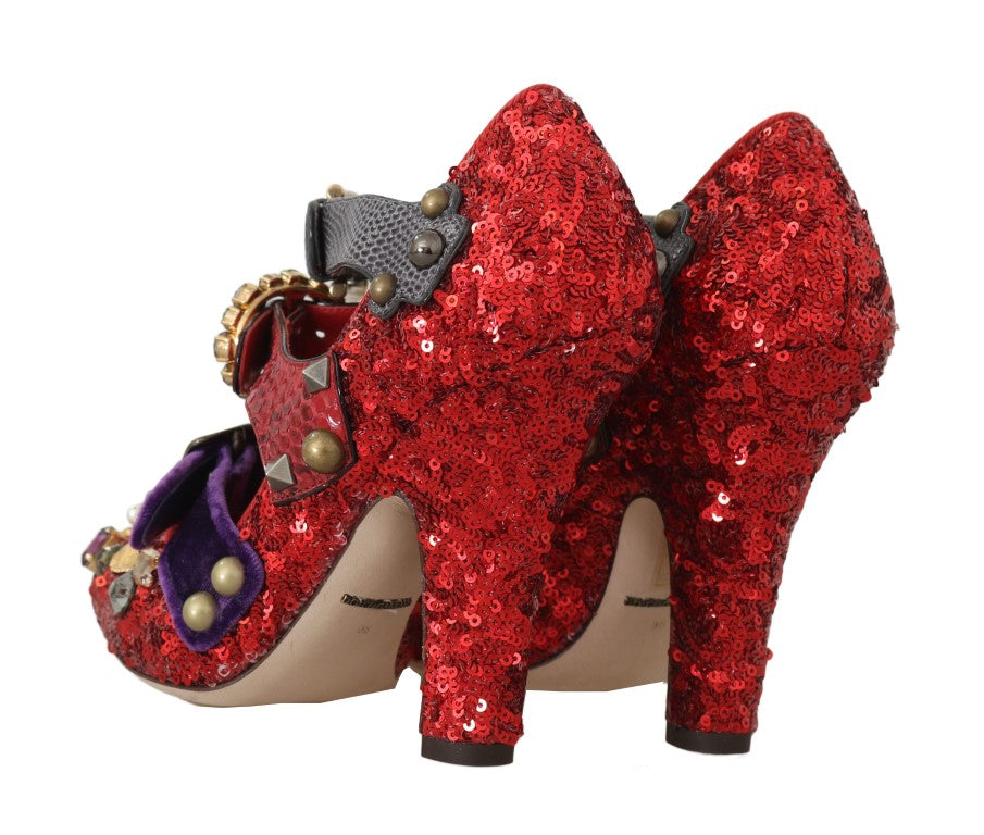 Dolce & Gabbana Red Bellucci Alta Moda Embellished Pumps