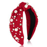 Red Headband Pearl Knotted Headband Sparkly Rhinestone Pearls Top Knotted Headband Womens Fashion Hair Accessories Cute Hair Bands