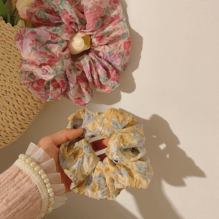 Pastoral Floral Oil Painting Large Hair Ring