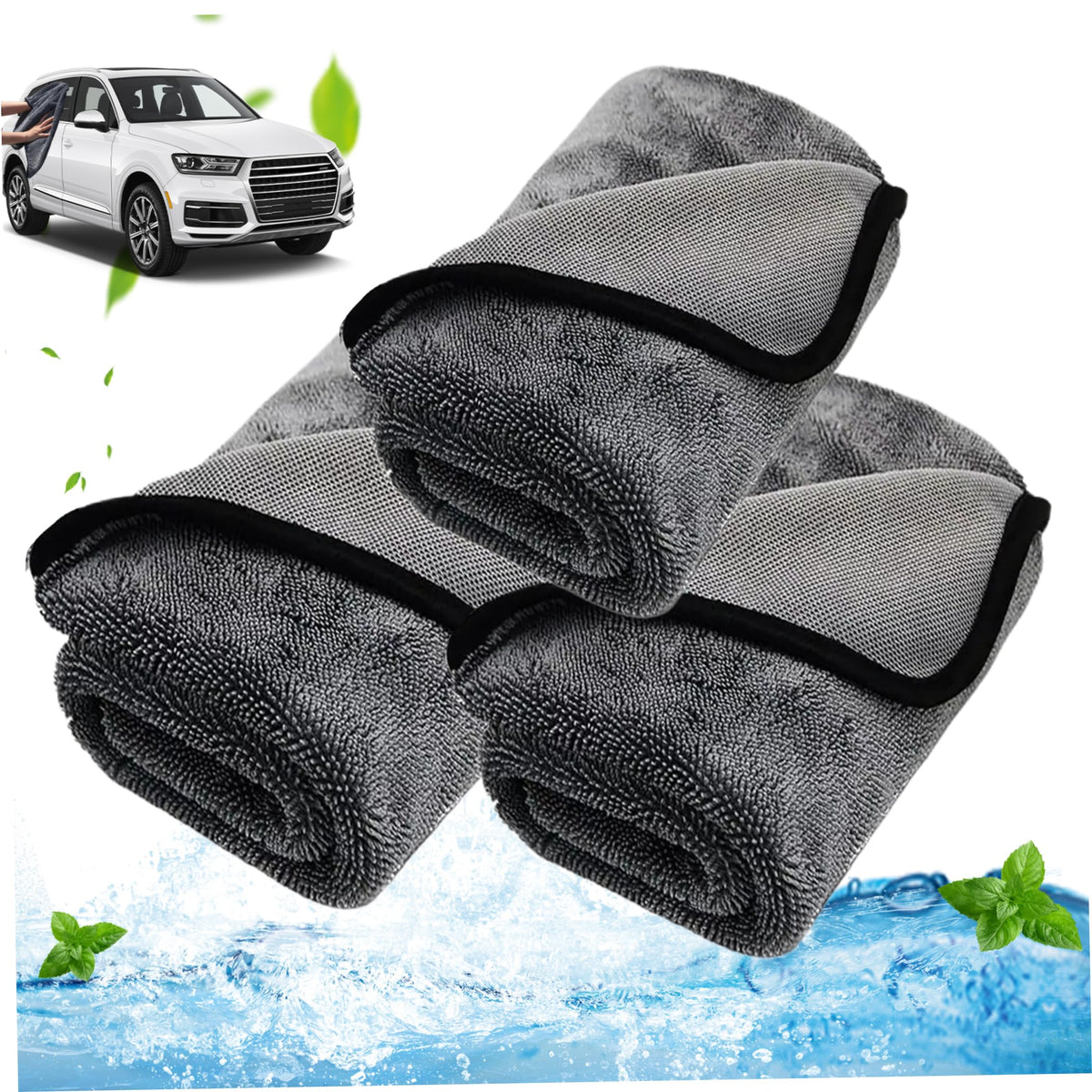 3Pcs Shiny Wipes Shower Cleaning Cloths 15.8x15.8 Absorbent Microfiber Cleaning Cloths Watermarks Free Car Drying Towel Water Removal Bath Towels for Shower Cars House Kitchen Microfiber B