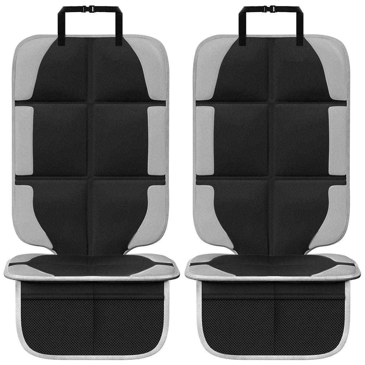 2Pack Car Seat Protector Car Seat Cushion Mat with Thickest Padding and Non-Slip Backing Mesh Pockets for Baby and Pet SUV Sedan Truck Leather Car Seat Style E